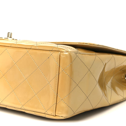 Chanel Metallic Patent Quilted Maxi Single Flap Beige 11 of 11