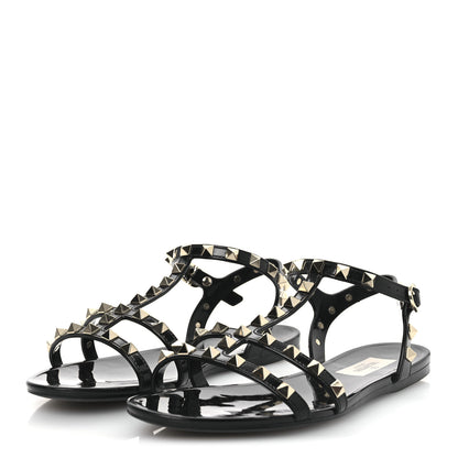 Valentino Garavani PVC Jelly Rockstud Caged Sandals 39 Black 4 of 10
