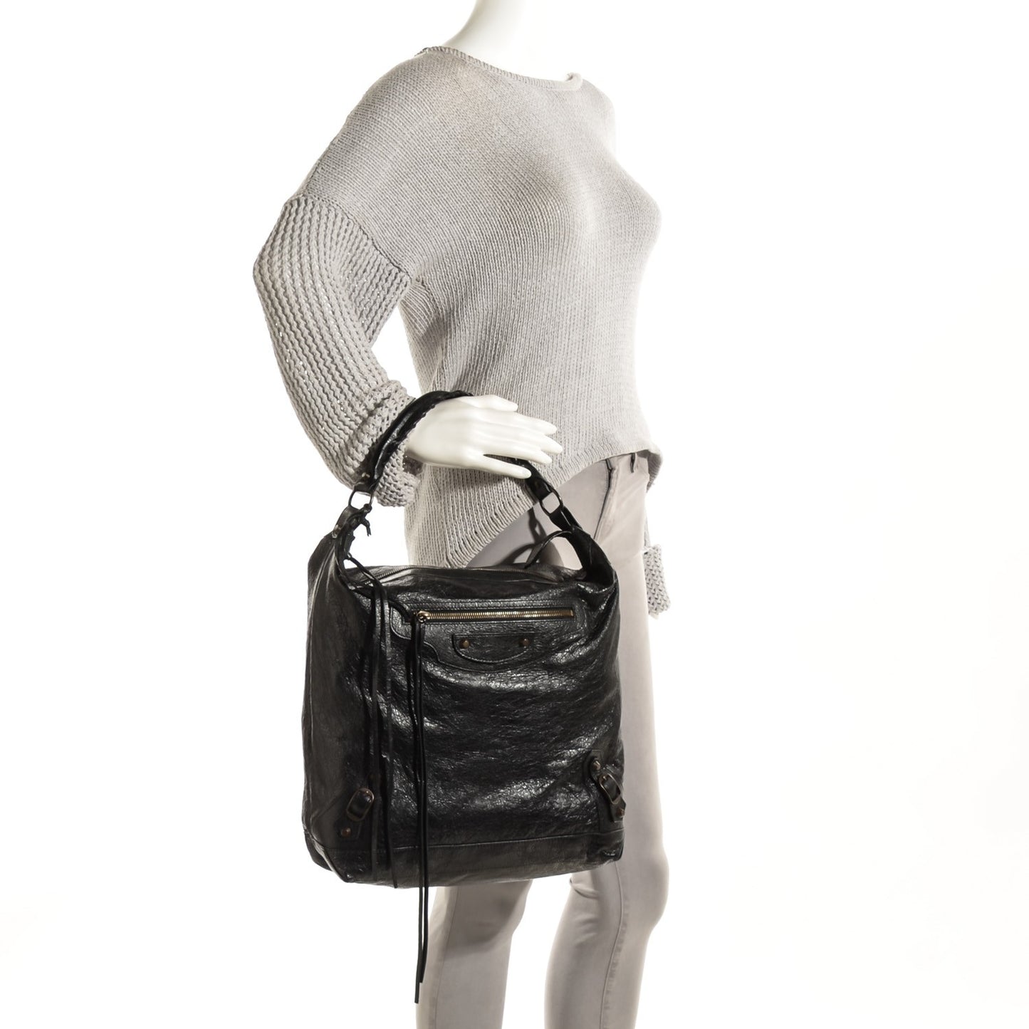 Agneau Classic Hardware Day Hobo Black