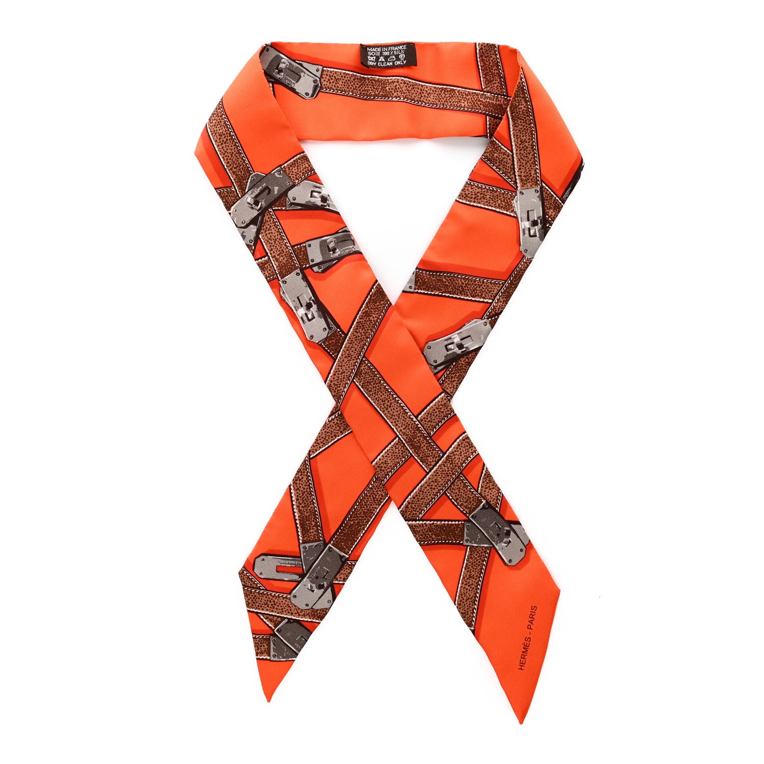 Hermes Silk Tres Kelly Twilly Orange 1 of 4
