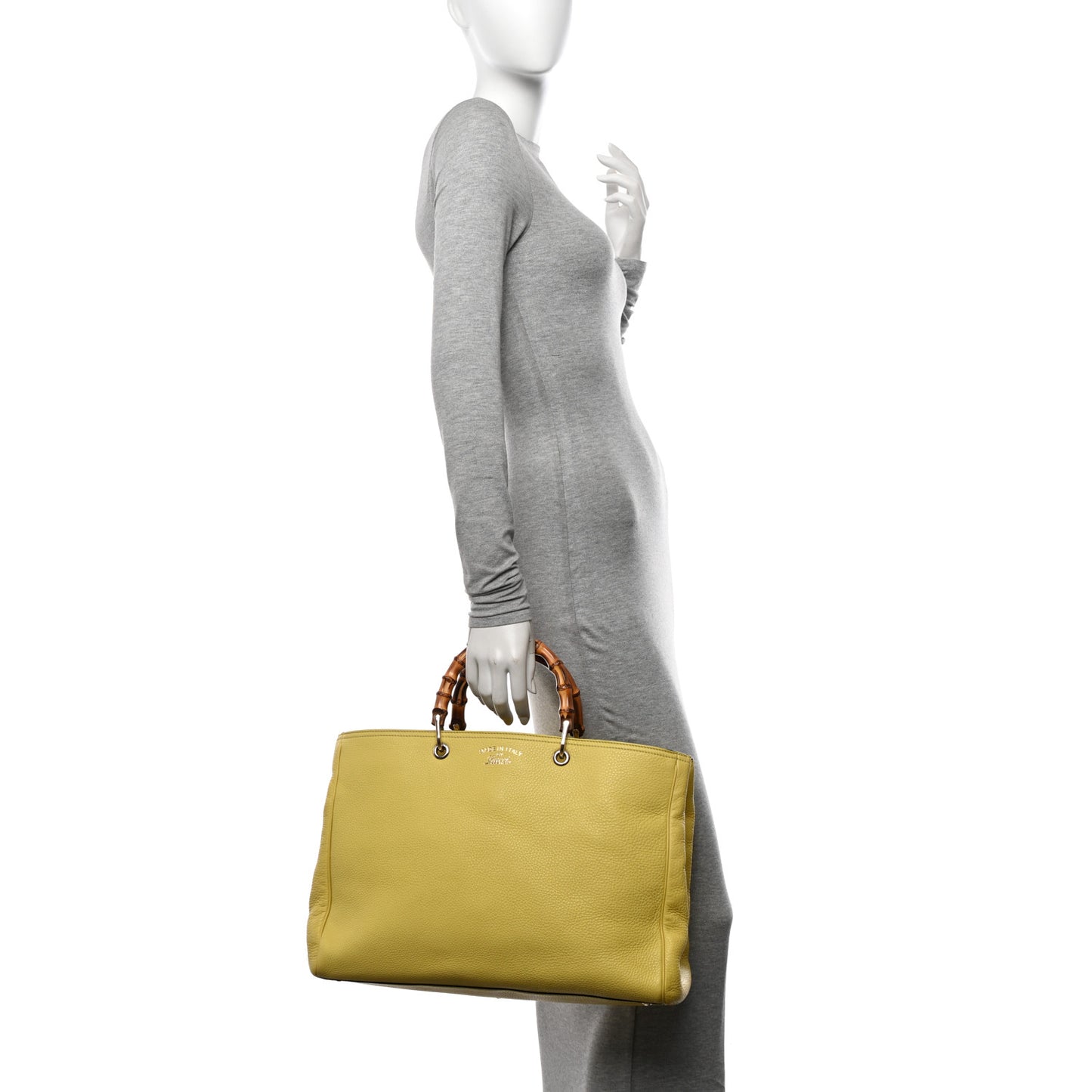 Calfskin Large Bamboo Shopper Tote Citrus
