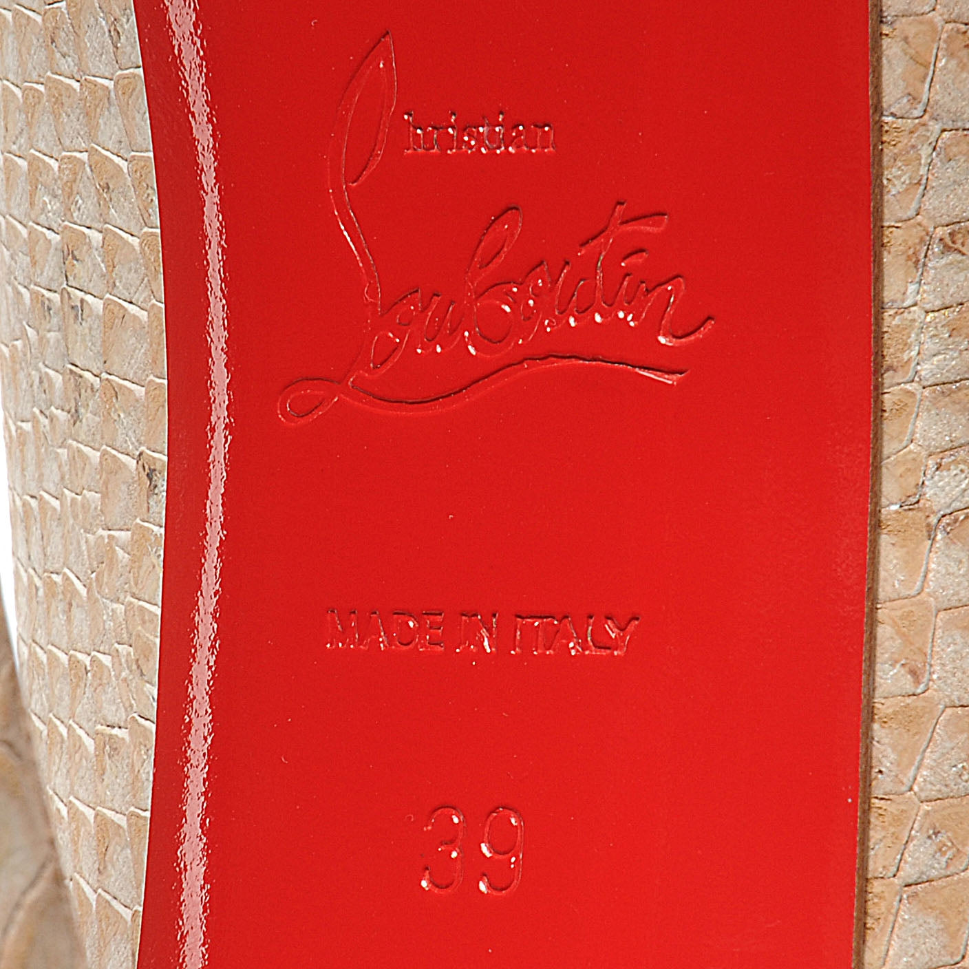 Christian Louboutin Cork Snake Embossed Daffodile 160 Pumps 39 Beige 6 of 6