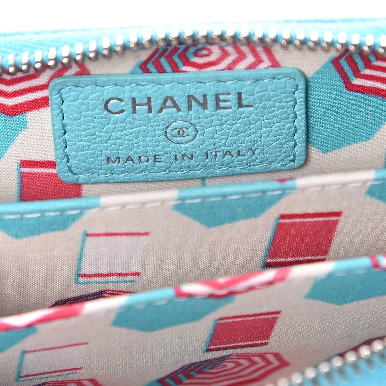 Chanel Goatskin Camellia Zip Coin Purse Blue 6 of 8