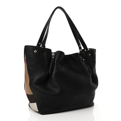 Burberry Grainy Calfskin House Check Medium Maidstone Black 3 of 12