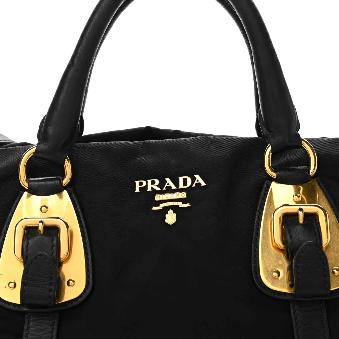 Tessuto Nylon Soft Calfskin Shopping Satchel Black