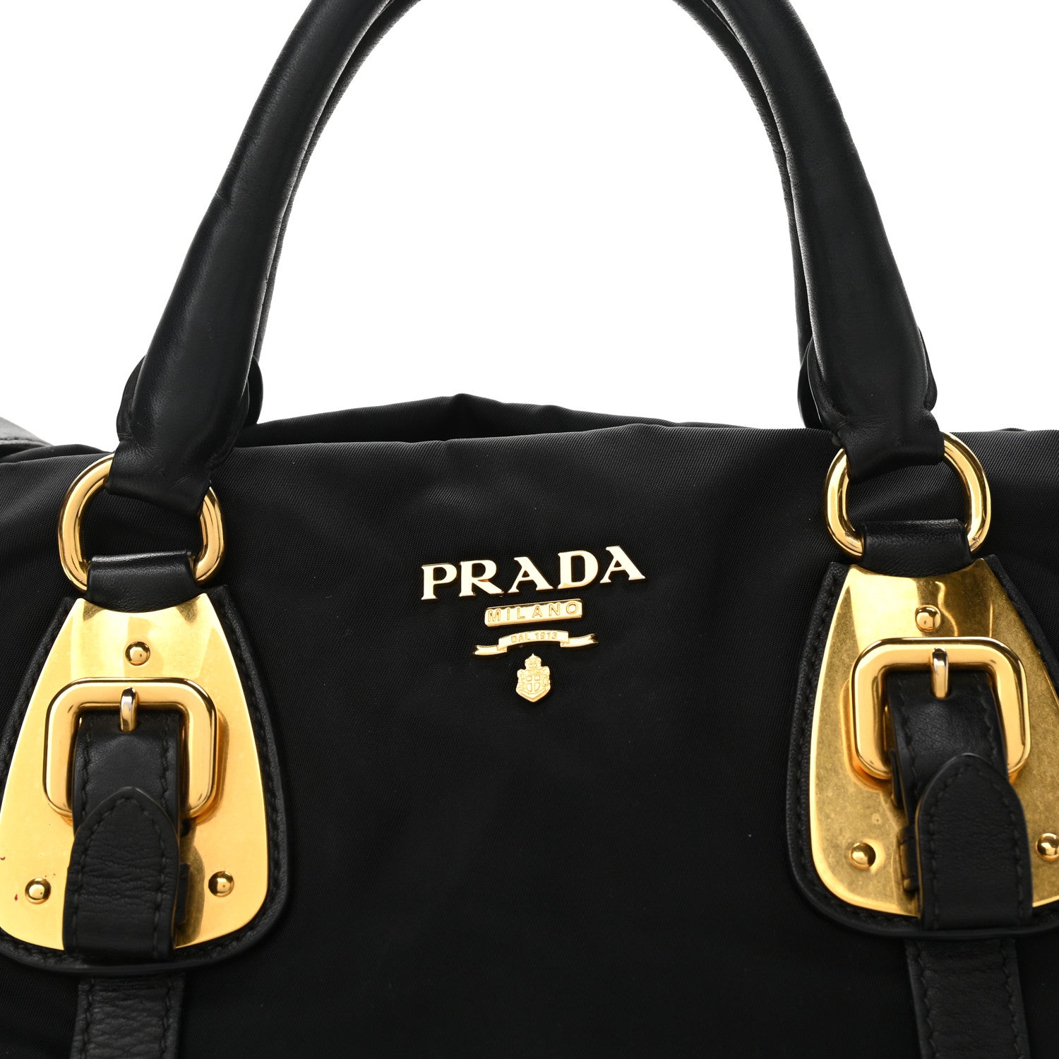 Prada Tessuto Nylon Soft Calfskin Shopping Satchel Black 7 of 9