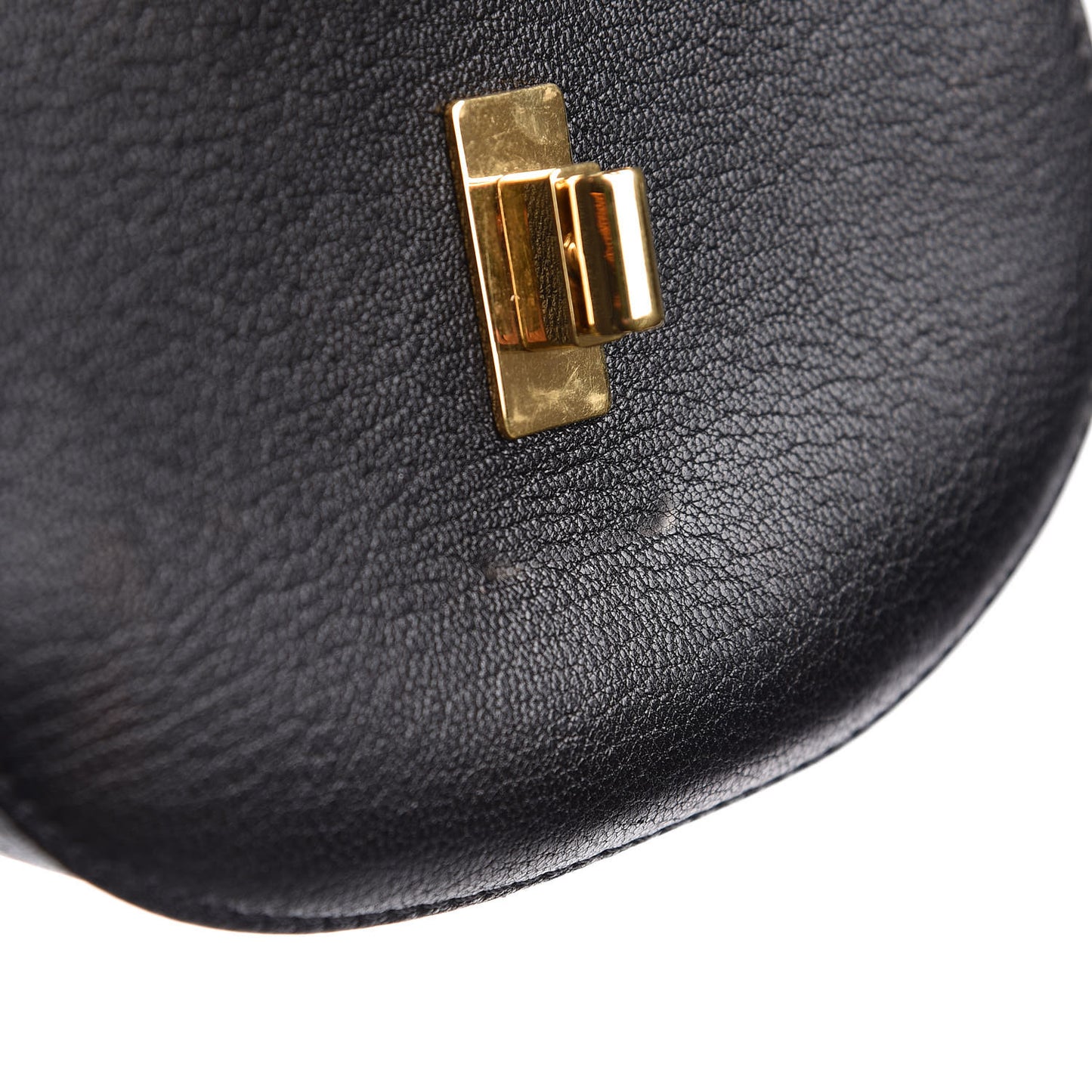 Grained Lambskin Nano Drew Shoulder Bag Black