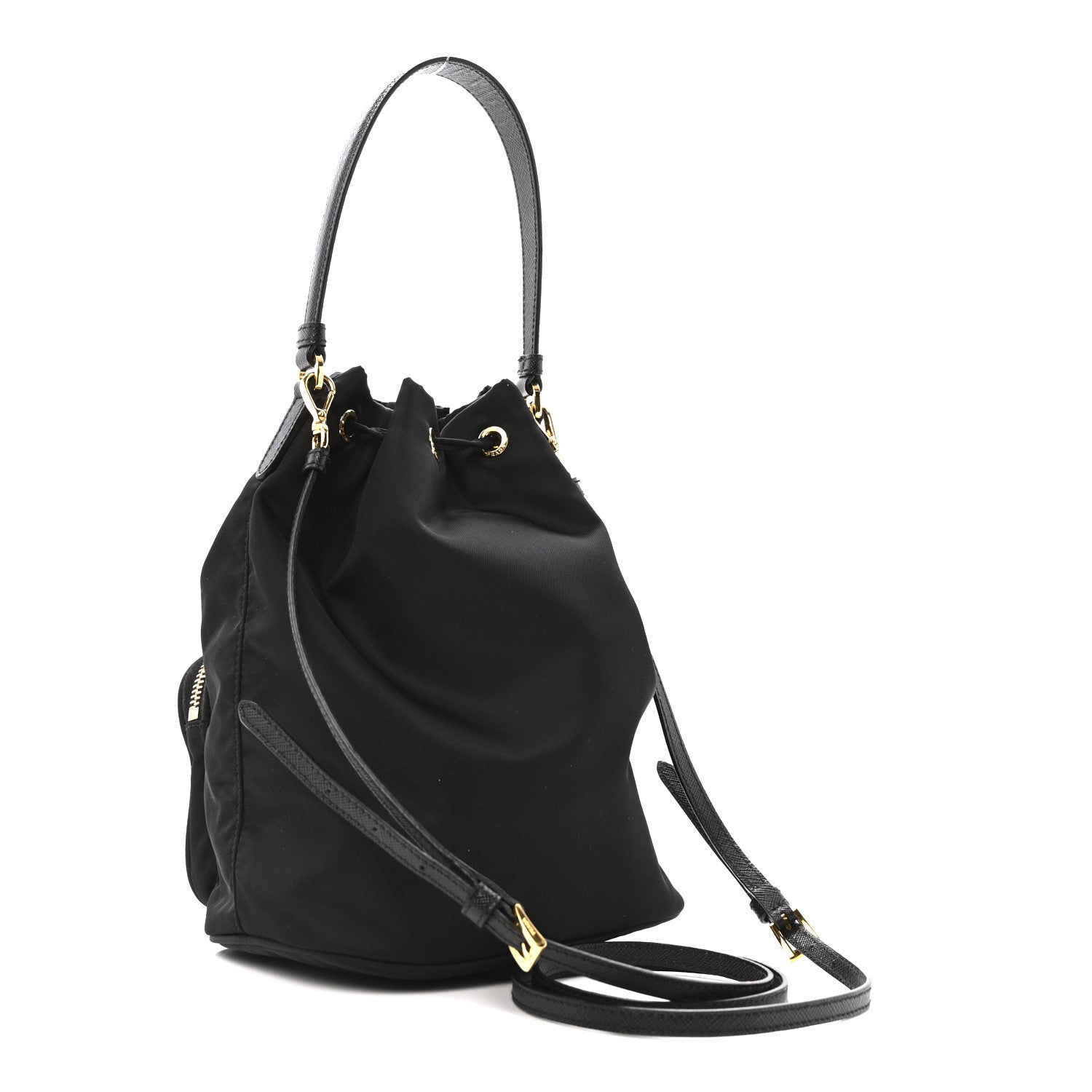 Prada Re-Nylon Saffiano Duet Bucket Crossbody Bag Black 3 of 13