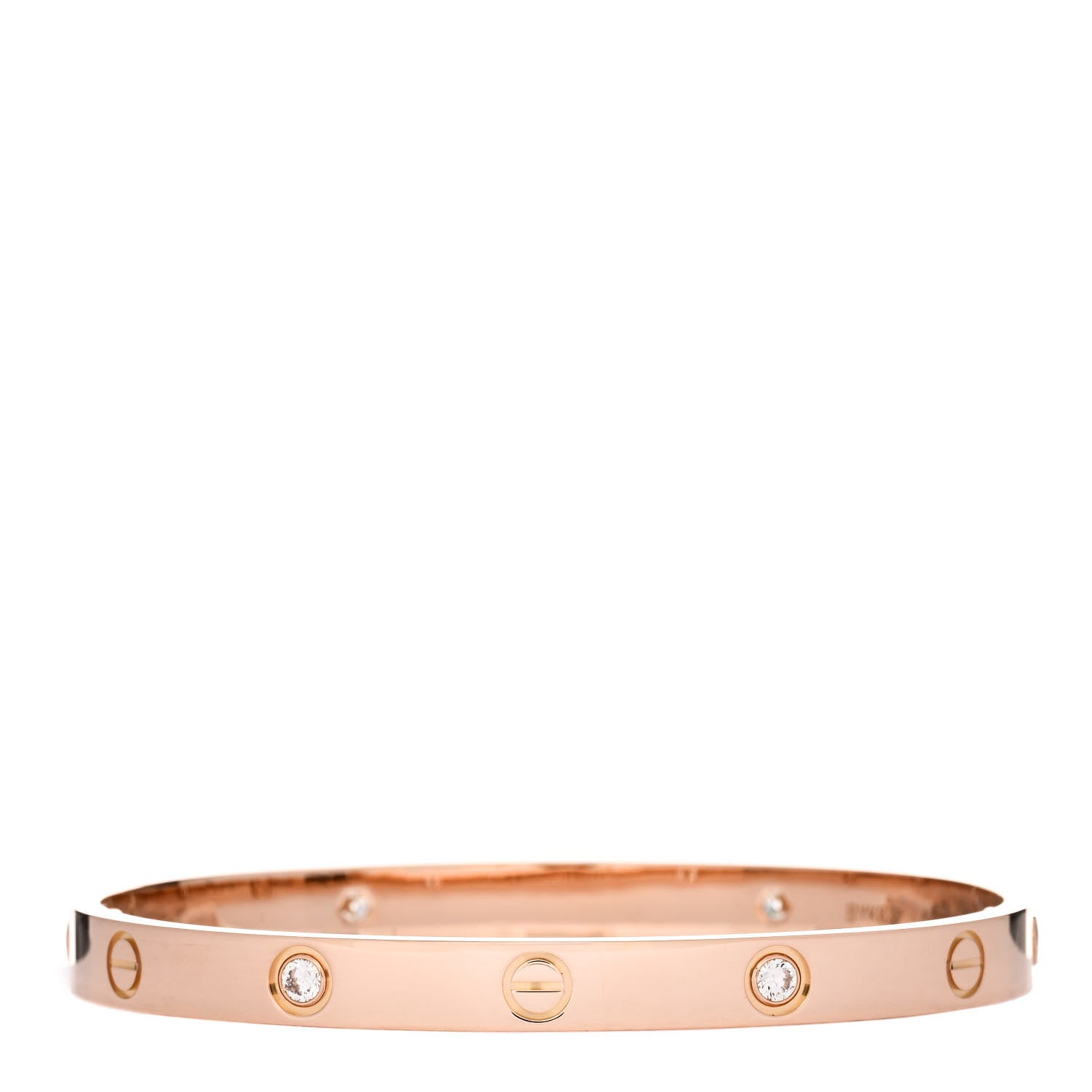 Cartier 18K Pink Gold 4 Diamond LOVE Bracelet 18 2 of 6