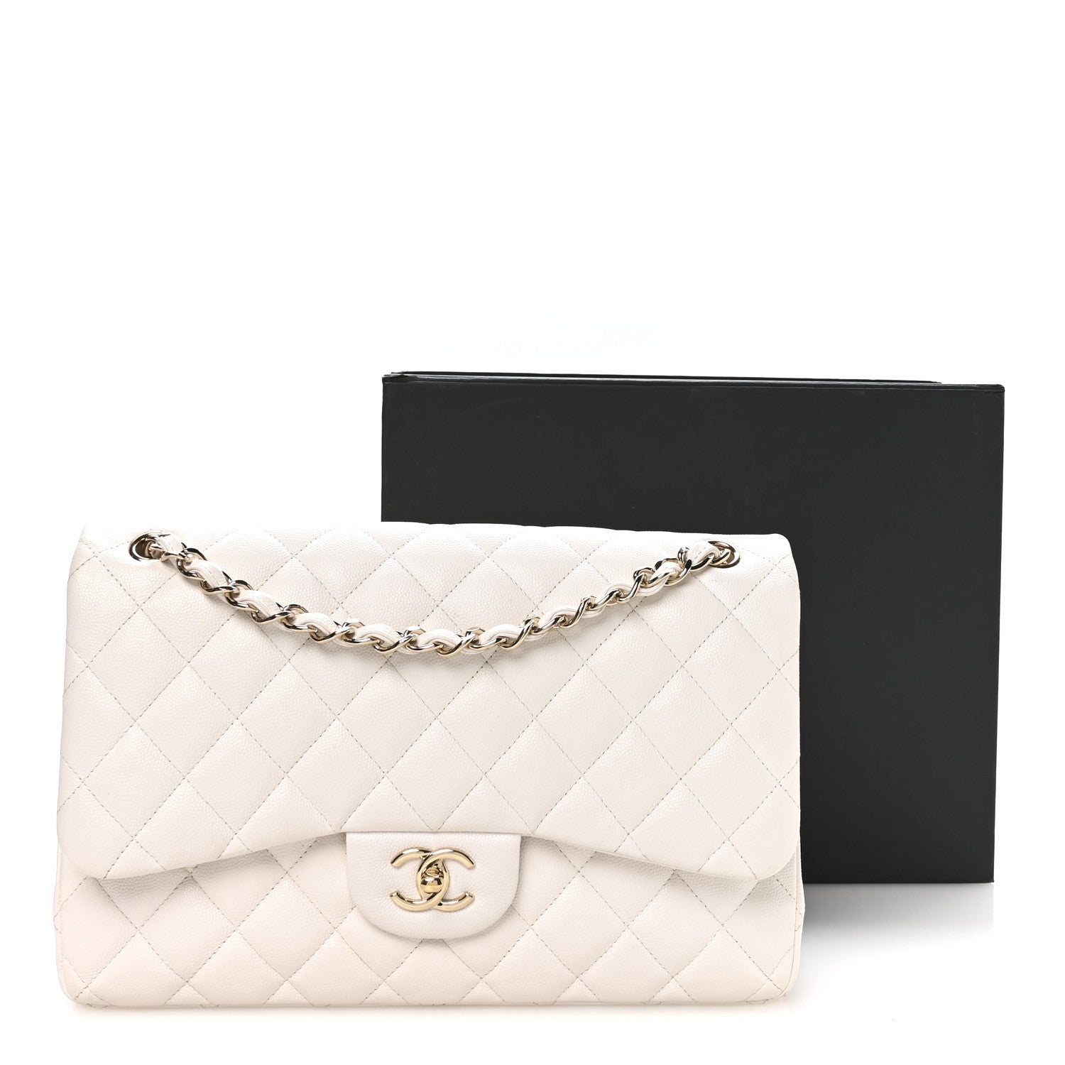 Chanel Caviar Quilted Jumbo Double Flap White 11 of 11
