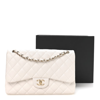 Chanel Caviar Quilted Jumbo Double Flap White 11 of 11