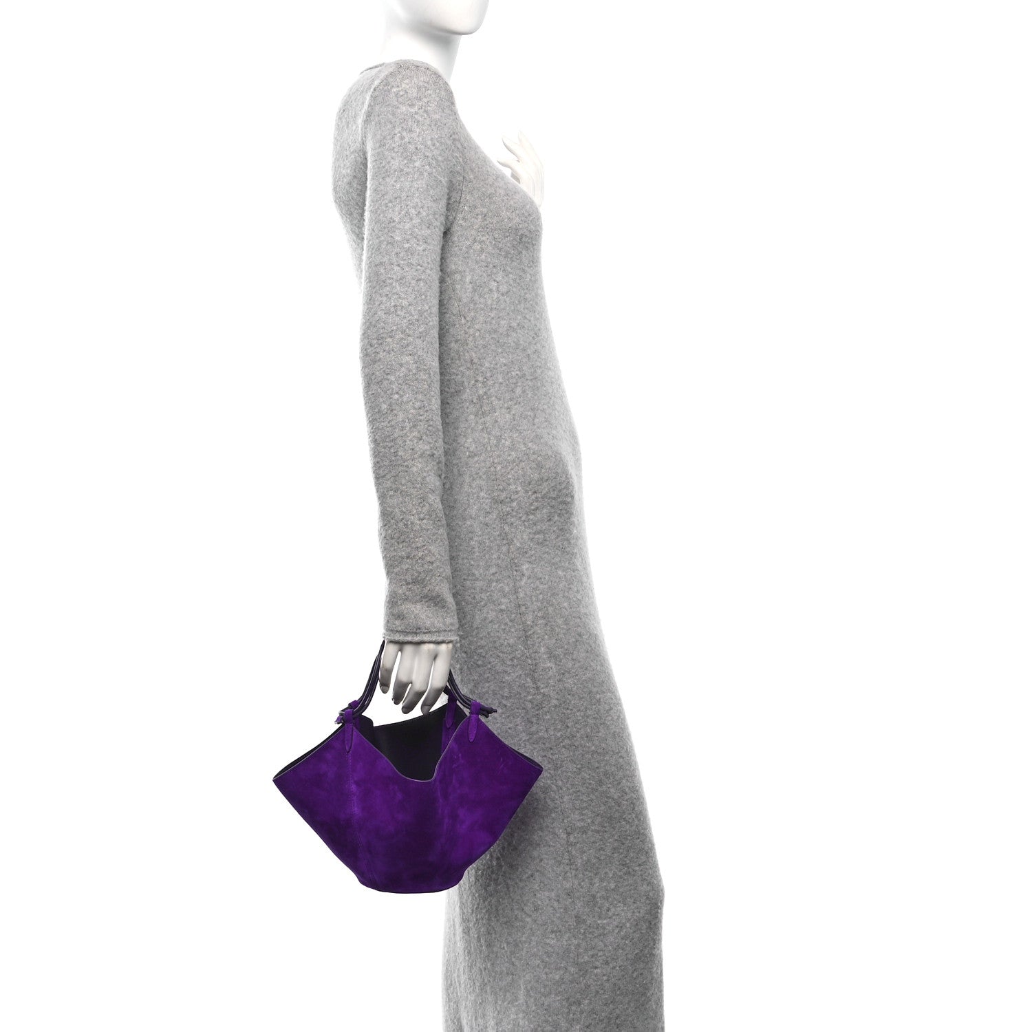 Khaite Suede Calfskin Mini Lotus Tote Violet 2 of 9