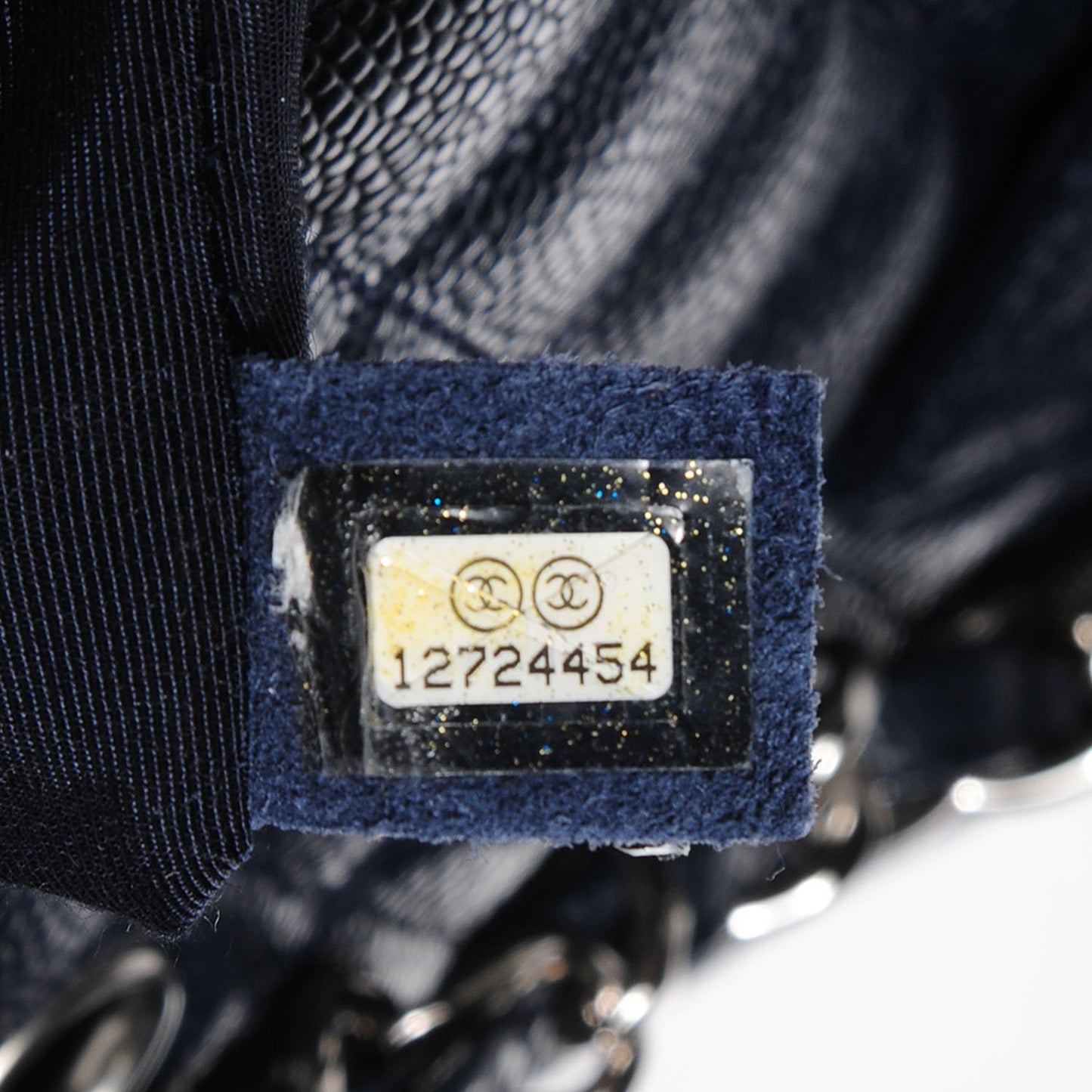 Caviar Quilted Petit Shopping Tote PST Dark Blue