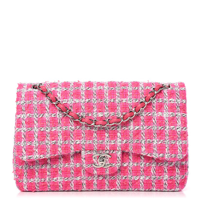 Chanel Tweed Quilted Jumbo Double Flap Hot Pink 1 of 11