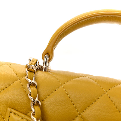 Chanel Lambskin Quilted Mini Top Handle Rectangular Flap Yellow 11 of 12
