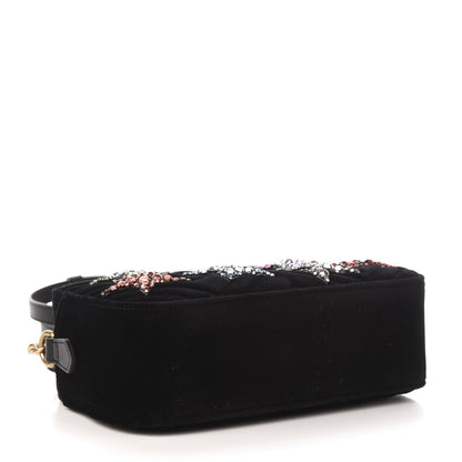 Gucci Velvet Matelasse Crystal Star Embroidered Small GG Marmont Chain Shoulder Bag Black 4 of 11