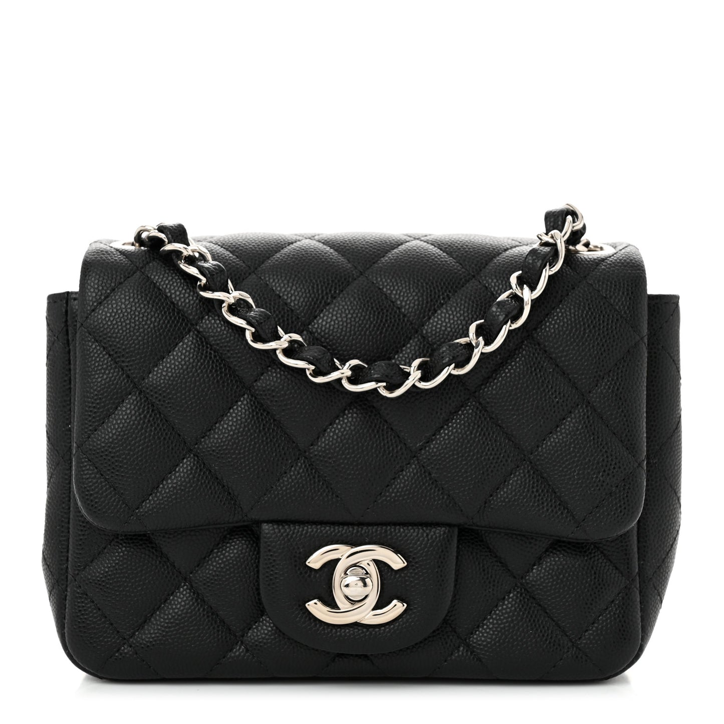 Caviar Quilted Mini Square Flap Black