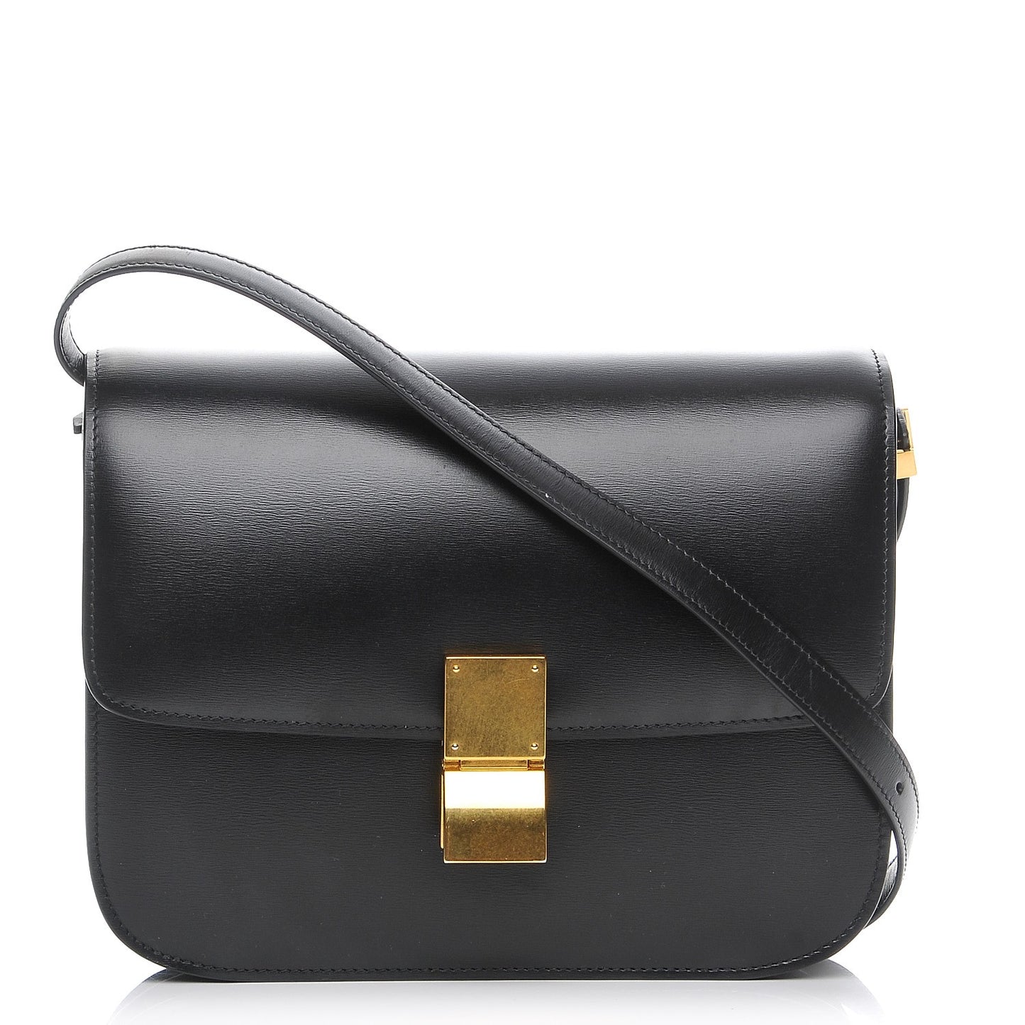 Box Calfskin Medium Classic Box Flap Bag Black