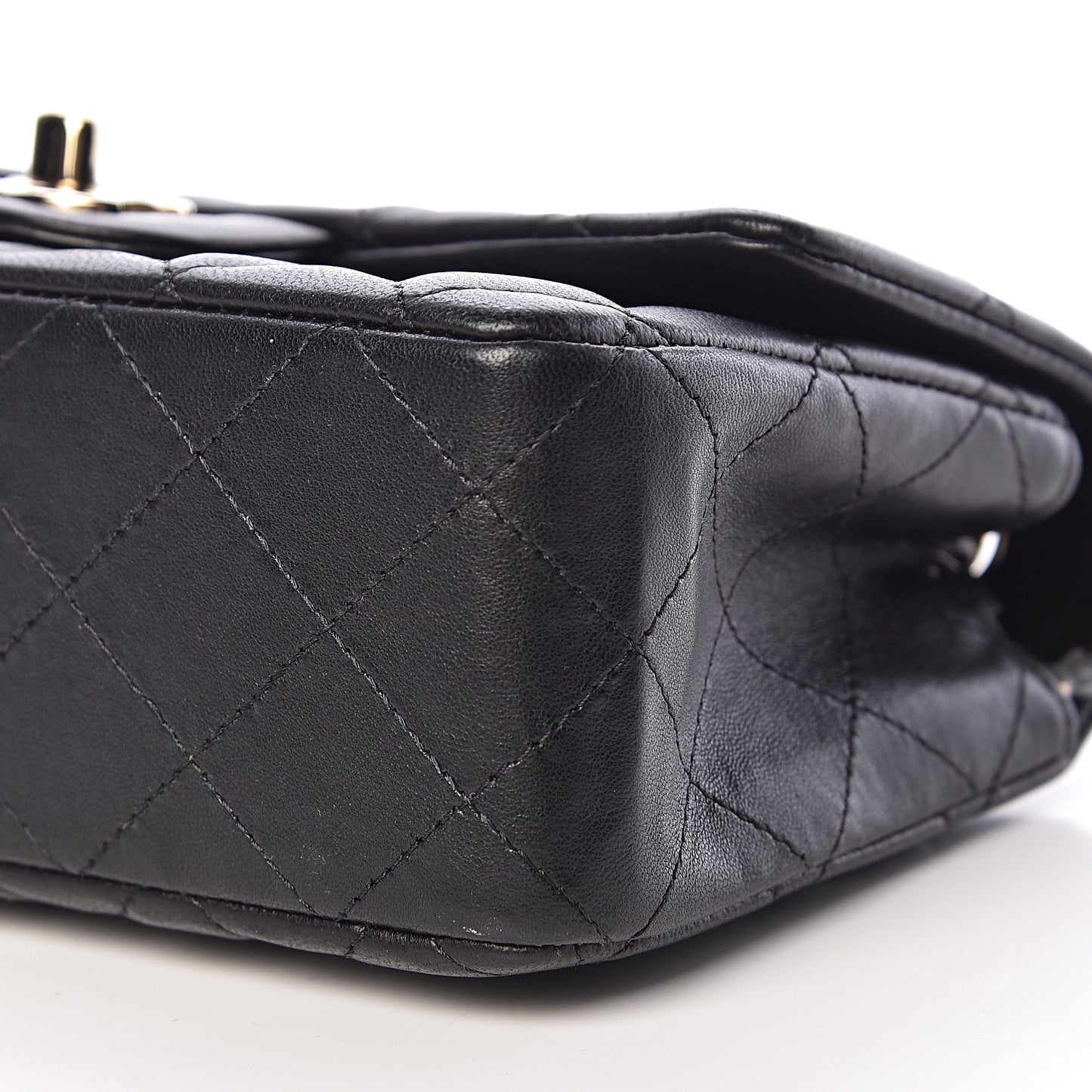 Lambskin Quilted Mini Rectangular Flap Black
