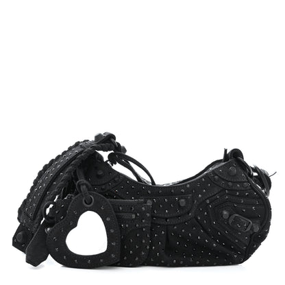 Balenciaga Denim Embellished Le Cagole Shoulder Bag XS Black 1 of 11