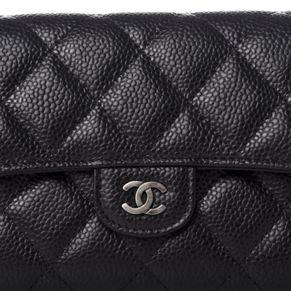 Chanel Caviar Quilted Large Flap Gusset Wallet Black 8 of 9