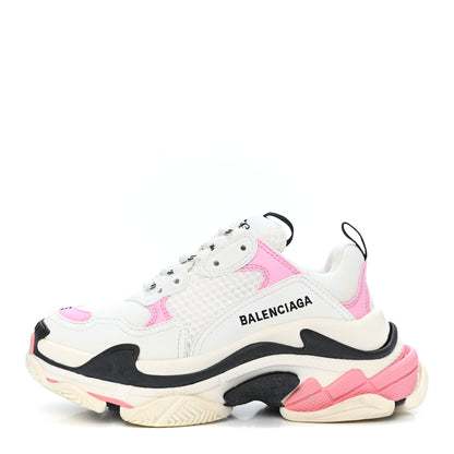 Balenciaga Fabric Mesh Washed Effect Womens Triple S Sneakers 35 Pink White Black 1 of 7