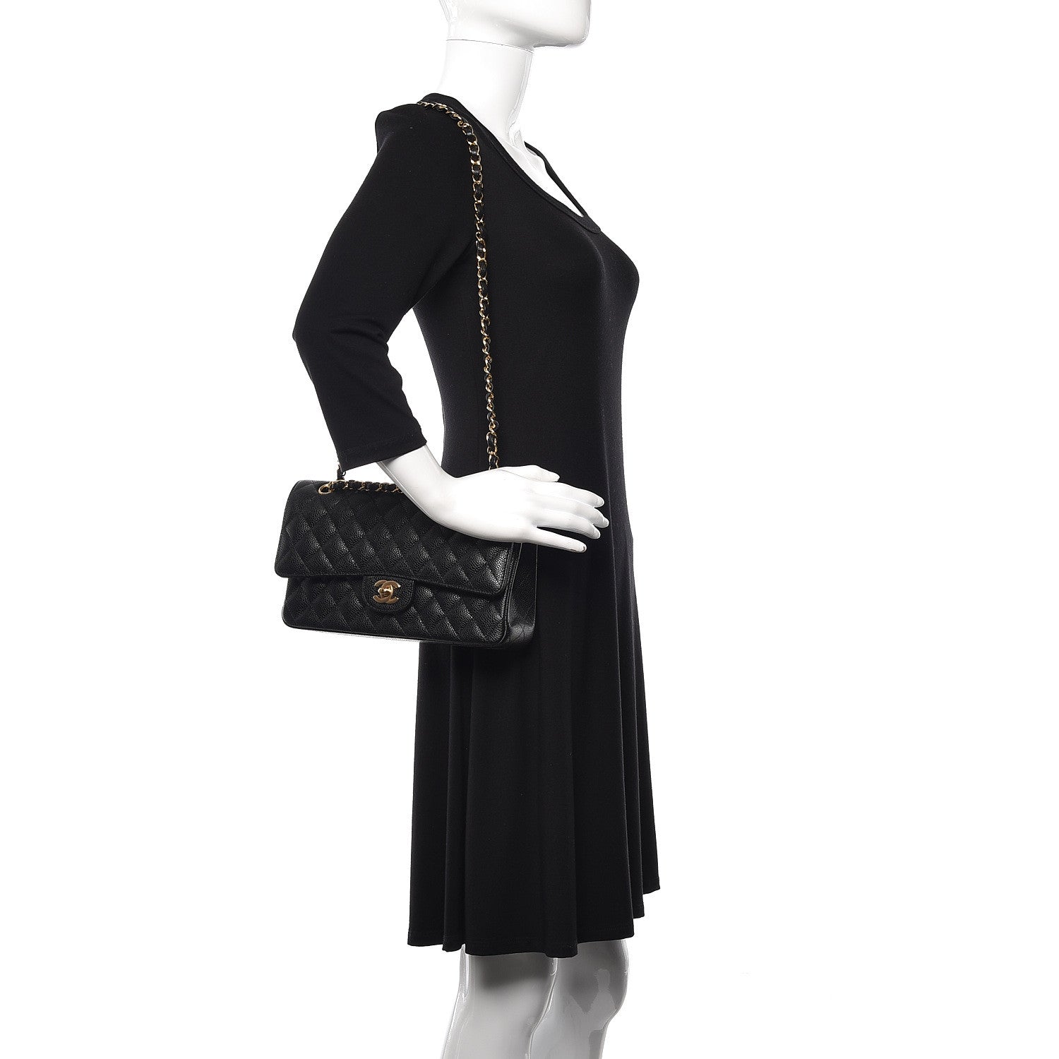 Chanel Caviar Quilted Medium Double Flap Black 2 of 10