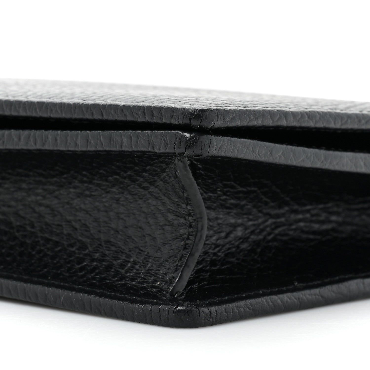 Gucci Dollar Calfskin Enamel Monochrome Mini GG Marmont Chain Wallet Black 10 of 11