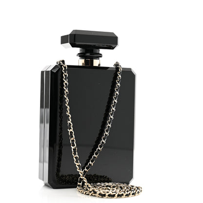 Chanel Plexiglass Perfume Bottle Clutch Black Gold 3 of 11