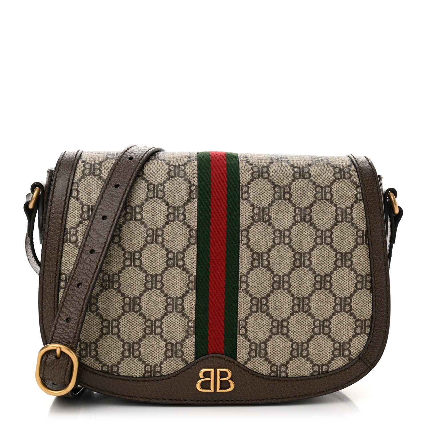 Gucci X BALENCIAGA BB Supreme Monogram Web Small Ophidia Shoulder Bag Beige New Acero 1 of 12