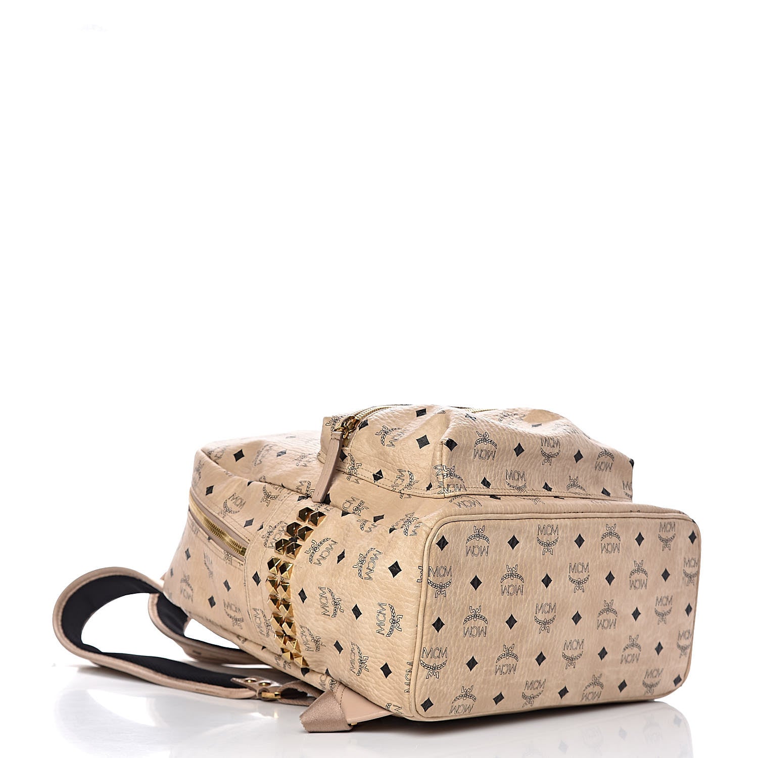 MCM Visetos Medium Side Studs Stark Backpack Beige 4 of 12