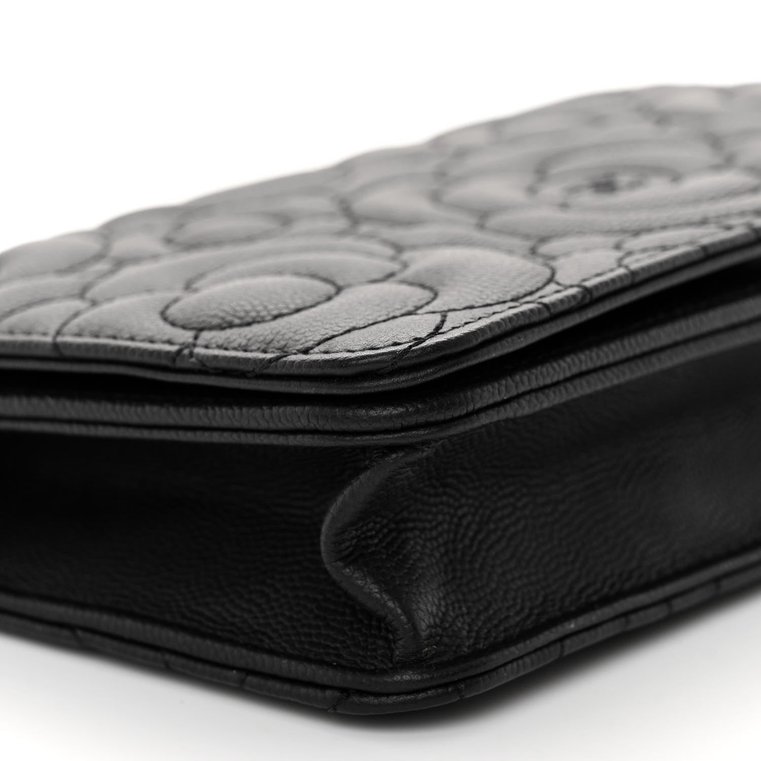 Chanel Caviar Camellia Quilted Wallet On Chain WOC Black 9 of 10
