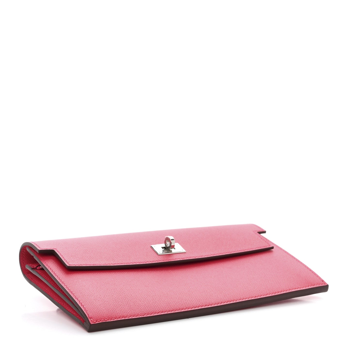 Madame Calfskin Kelly Pocket Long Wallet Rose Extreme