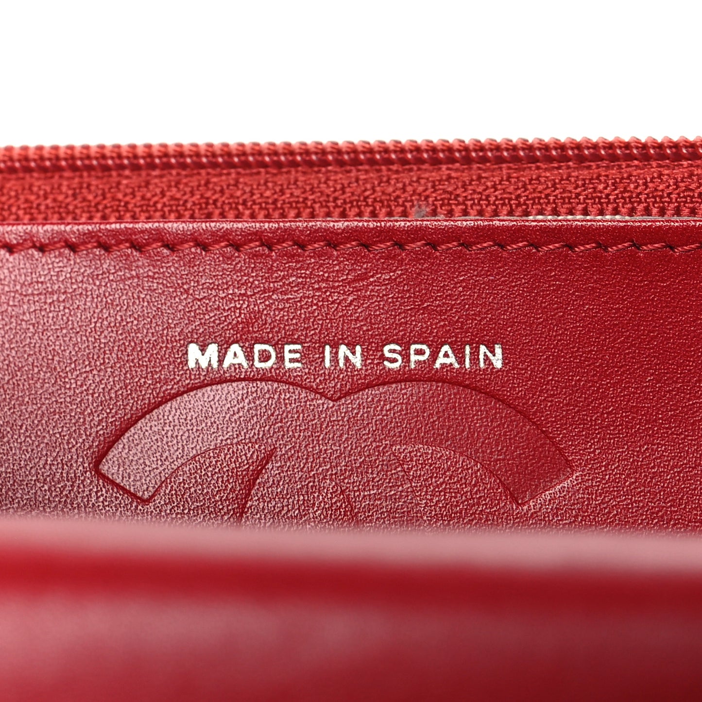 Calfskin Quilted Cambon Wallet On Chain WOC Red