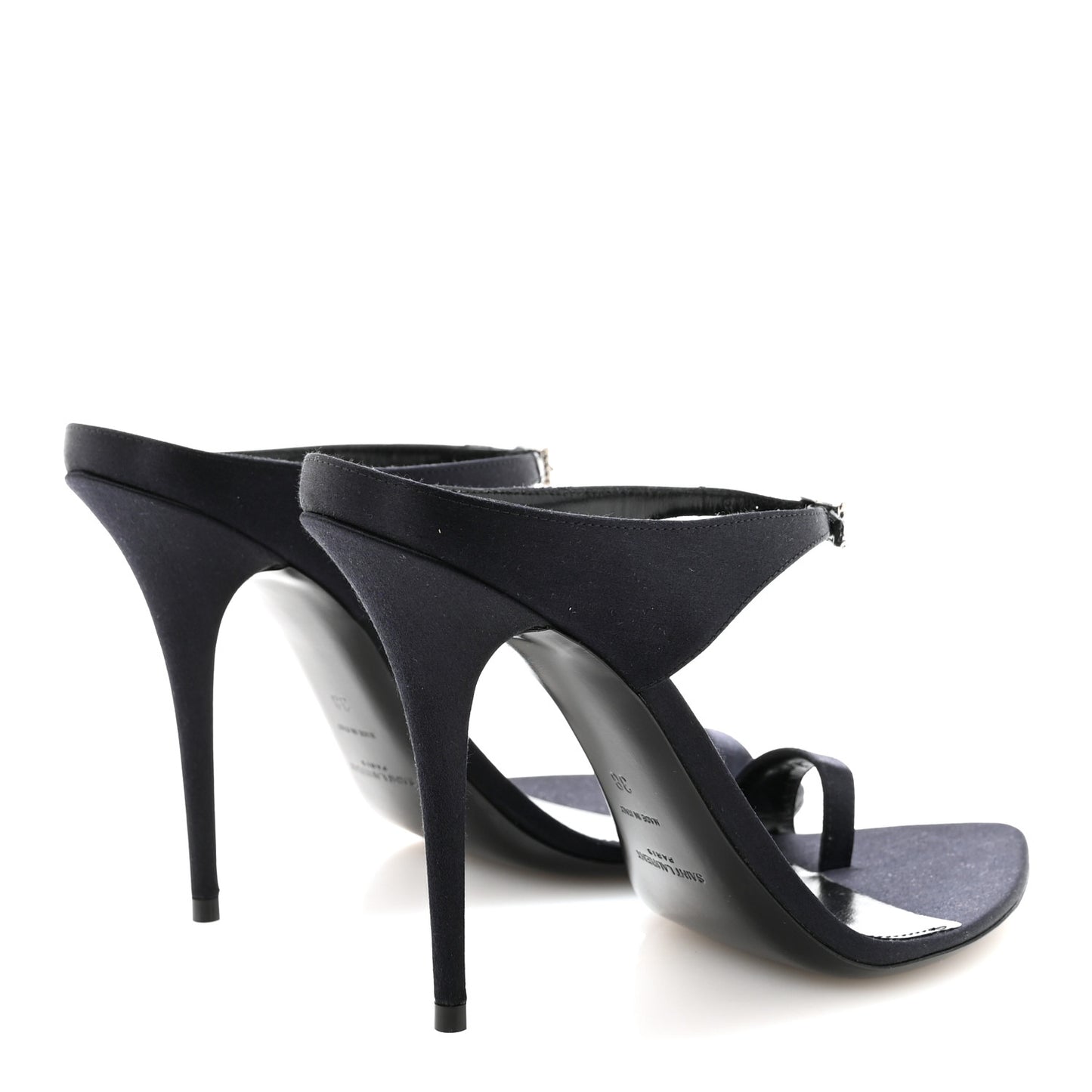 Crepe Satin Dive Mule Sandals 38 Patriot Navy