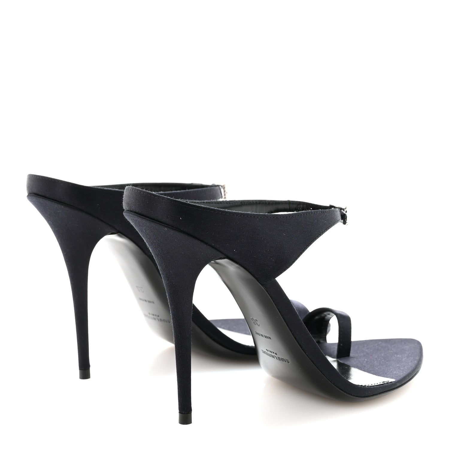 Saint Laurent Crepe Satin Dive Mule Sandals 38 Patriot Navy 5 of 10