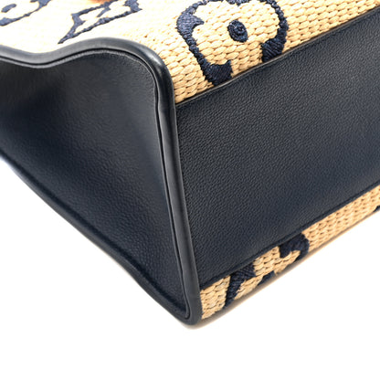 Louis Vuitton Raffia Calfskin Monogram Giant Onthego MM Blue 8 of 9