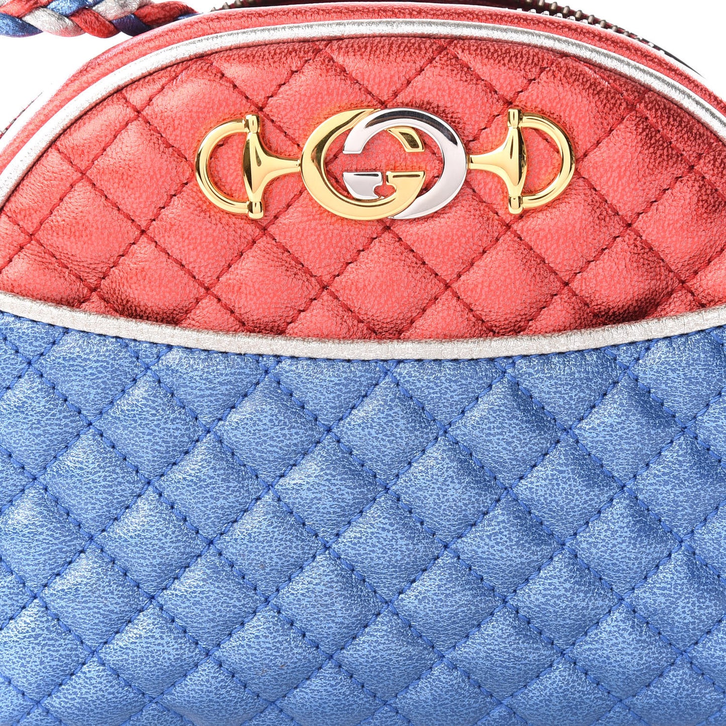 Laminated Nappa Trapuntata Mini Zumi Dome Shoulder Bag Rosso Marine Argento