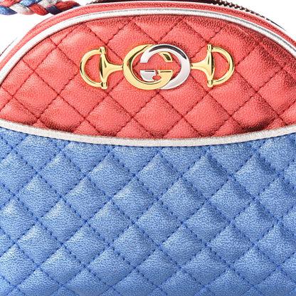 Gucci Laminated Nappa Trapuntata Mini Zumi Dome Shoulder Bag Rosso Marine Argento 8 of 9