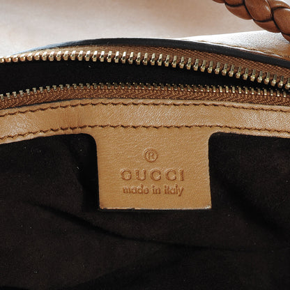 Gucci Leather Woven Handmade Medium Shoulder Bag Light Brown 6 of 8