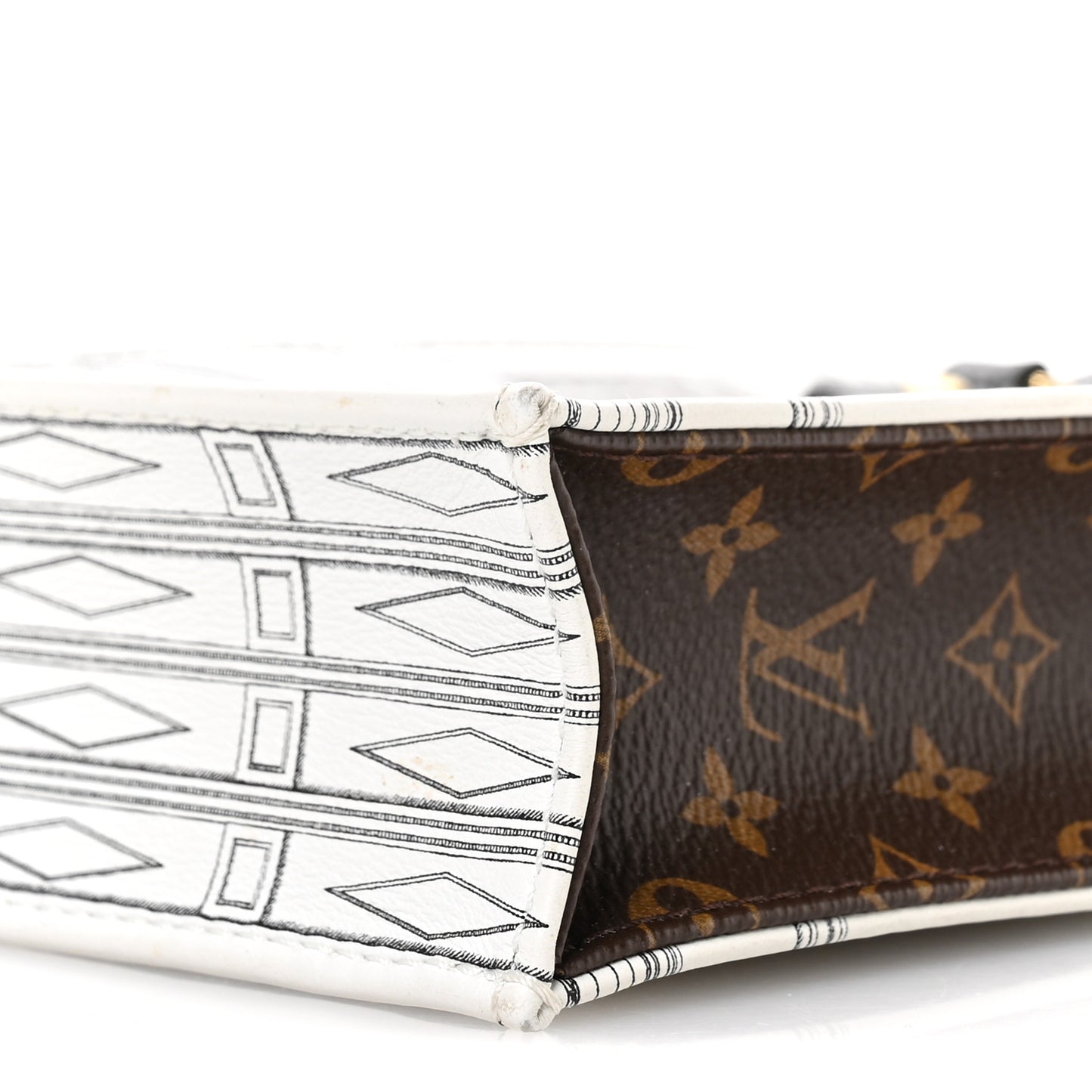 X FORNASETTI Calfskin Architettura Petit Sac Plat Black White