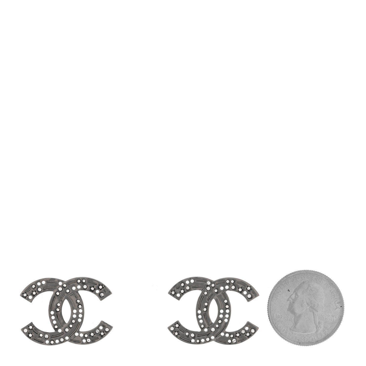 Chanel Ruthenium Crystal Star CC Earrings 2 of 6