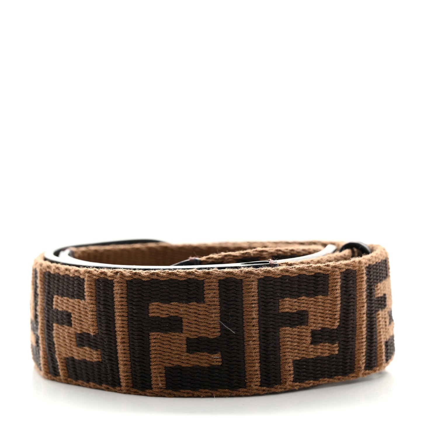 Ribbon Vitello Century FF 1974 Flat Studded Strap You Fango Marrone Ebano