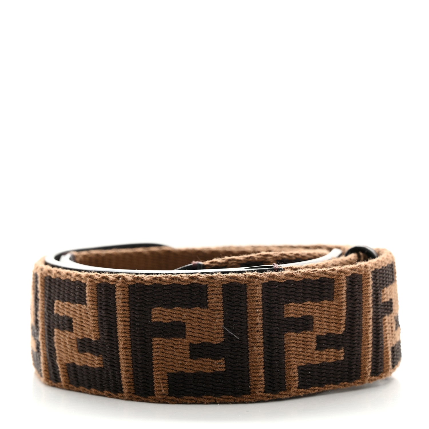 Fendi Ribbon Vitello Century FF 1974 Flat Studded Strap You Fango Marrone Ebano 2 of 6