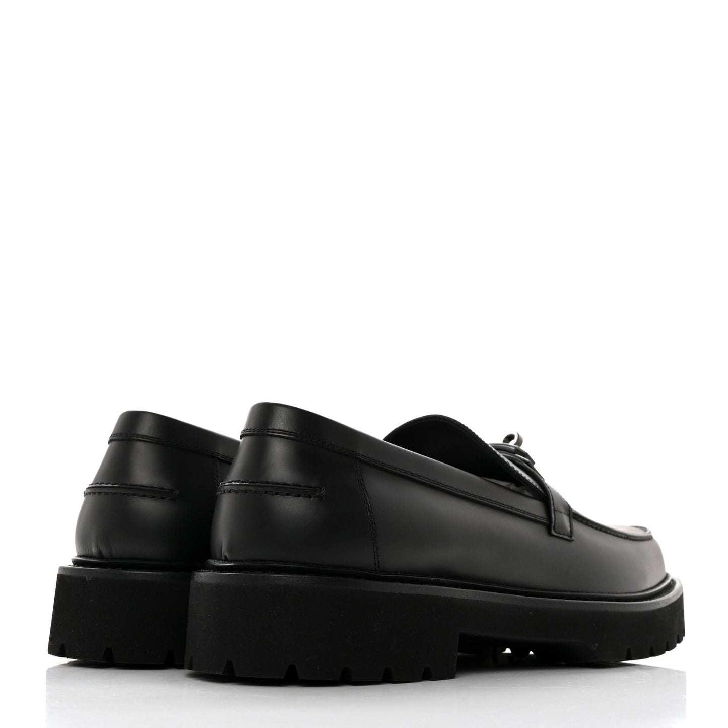 Glazed Calfskin Mens Icone Loafers 43 Black