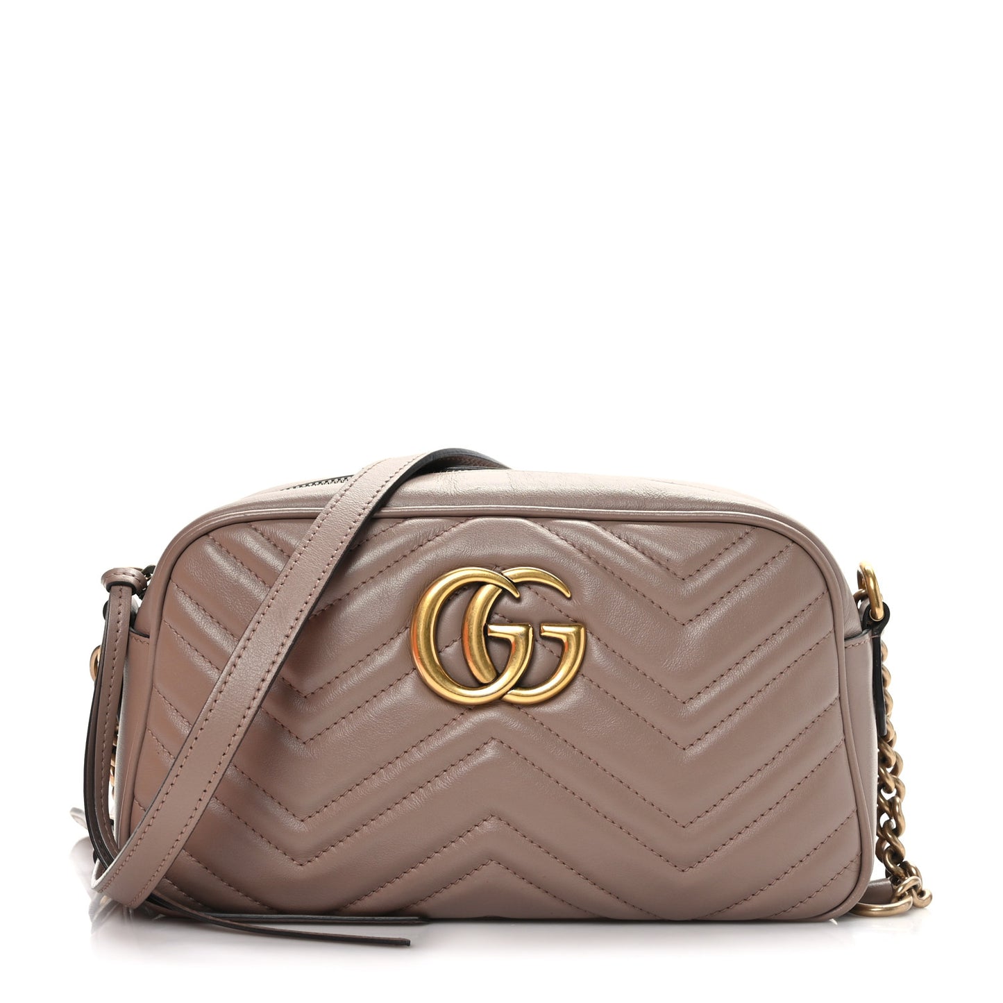 Calfskin Matelasse Small GG Marmont Chain Shoulder Bag Porcelain Rose