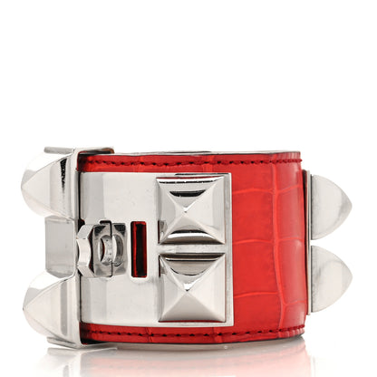 Hermes Shiny Alligator Collier De Chien CDC Bracelet S Geranium 3 of 5