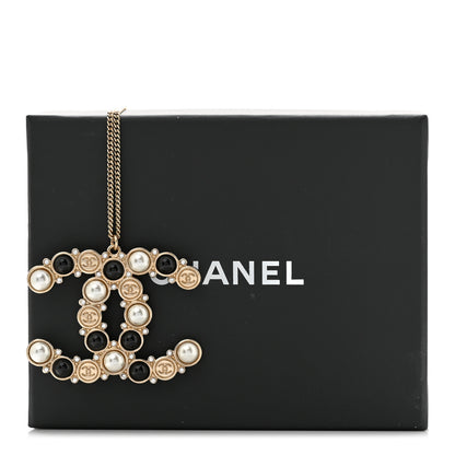 Chanel Crystal Pearl CC Chain Necklace Gold Black 7 of 7