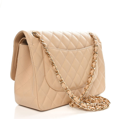 Chanel Caviar Quilted Jumbo Double Flap Beige 2 of 11