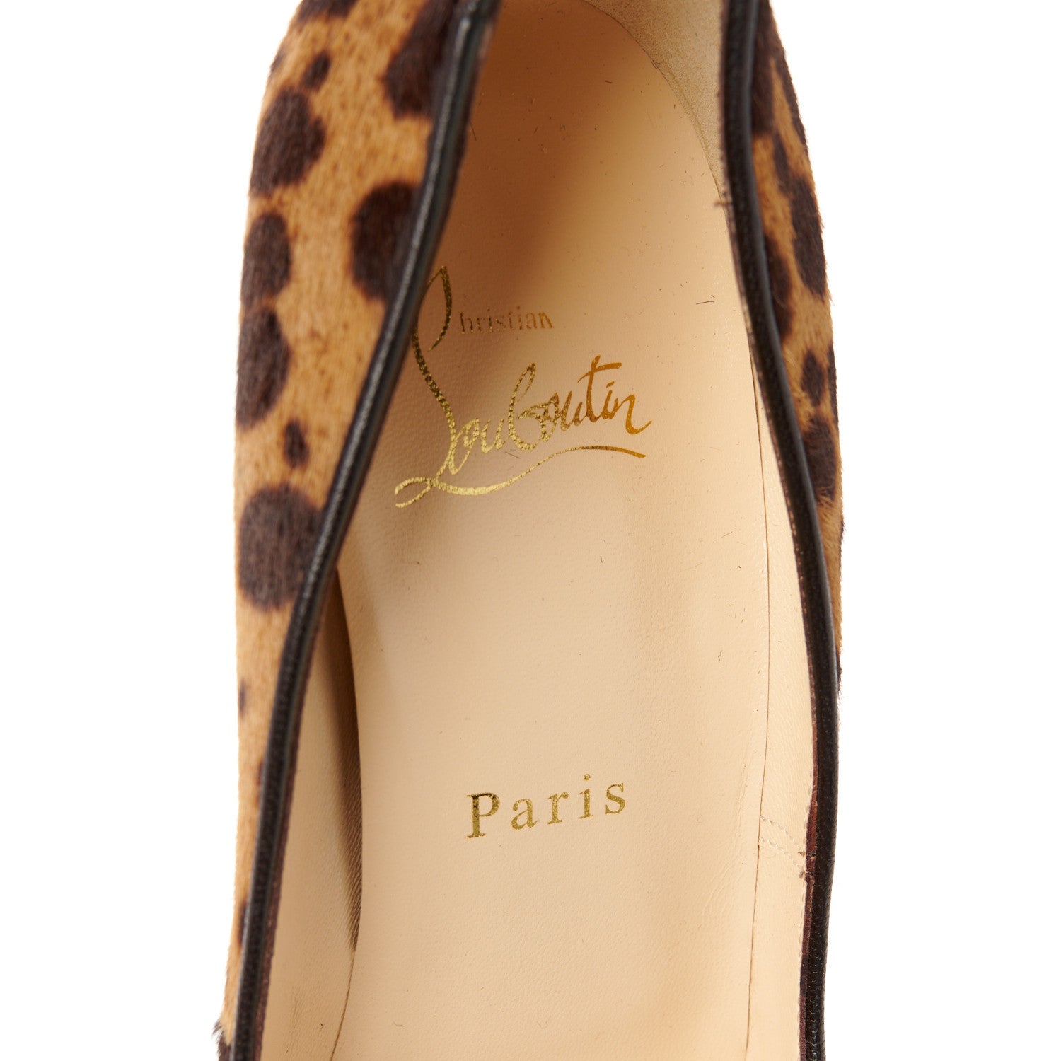 Christian Louboutin Pony Hair Leopard Print Maryl 120 Platform Peep Toe Pumps 38.5 7 of 7